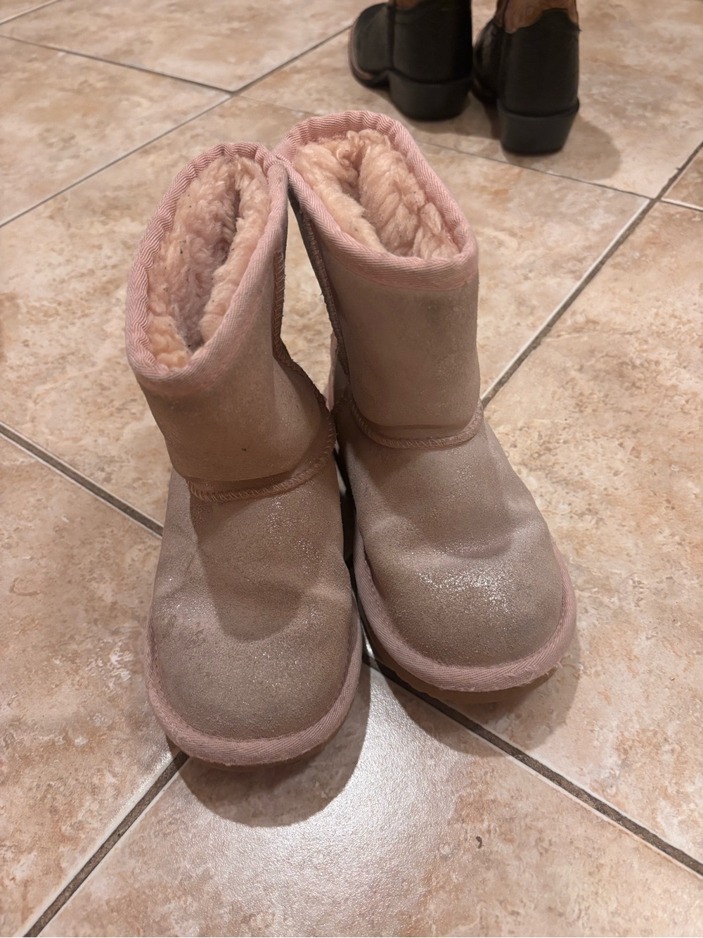 UGG Kids Blush Pink Shearling Short Boots